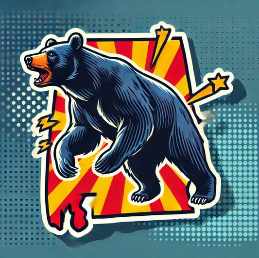 Vinyl sticker: Comic Alabama Black Bear Wall, Car, Window, Bumper Sticker – Pop-Art Style Design for Laptops and Water Bottles (4)