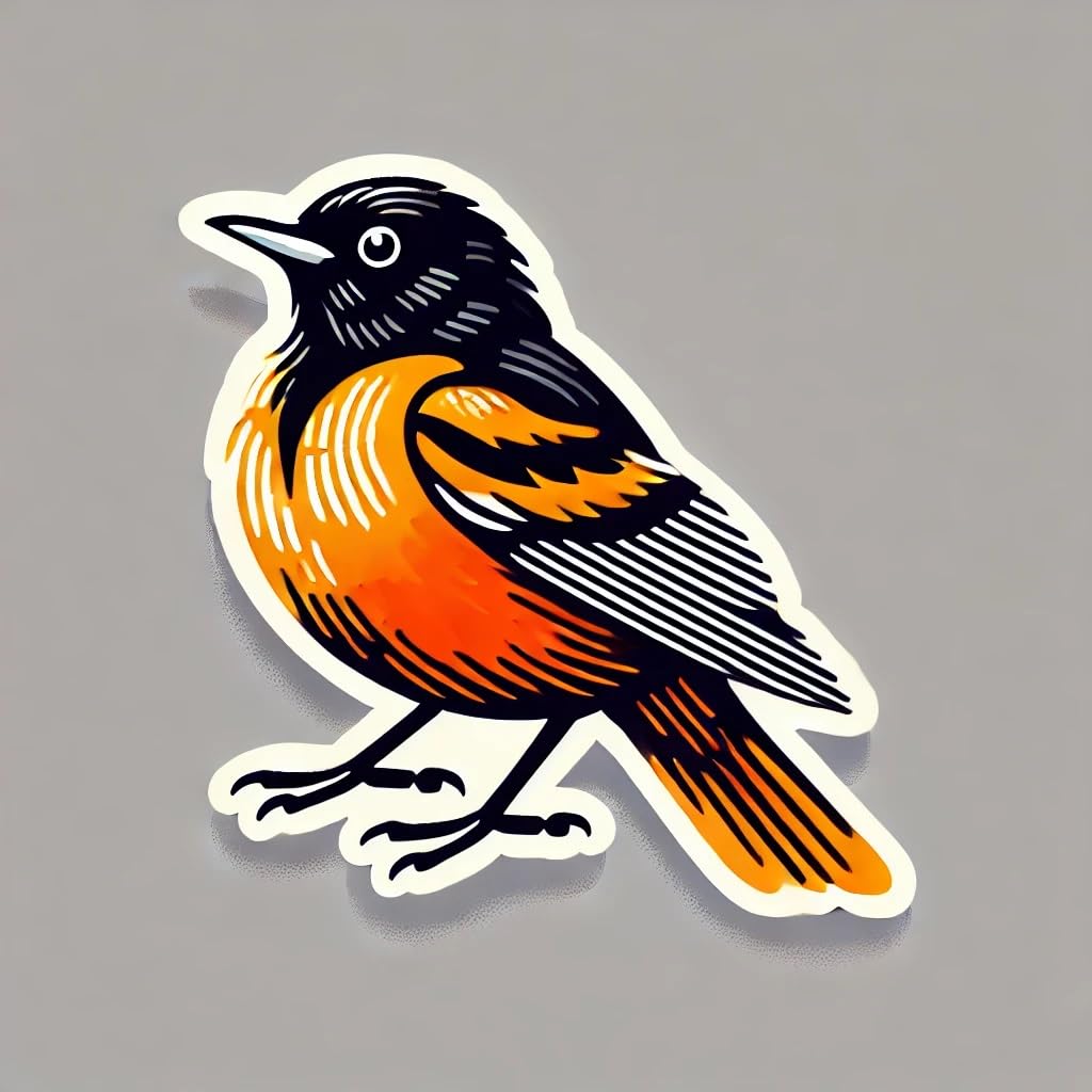 Vinyl sticker: Baltimore Oriole Bird Vinyl Sticker for Car Window Bumper Truck Laptop Auto Water Bottle Weatherproof Decal