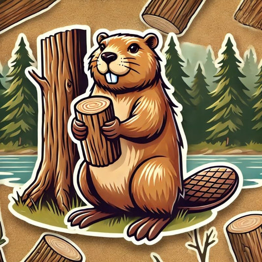 Vinyl sticker: Waterproof Beaver Holding Wood Sticker Decal for Laptop, Wall, Car, Window, Bumper, and Water Bottle – Classic Forest Design for Truck and Auto Use (6)