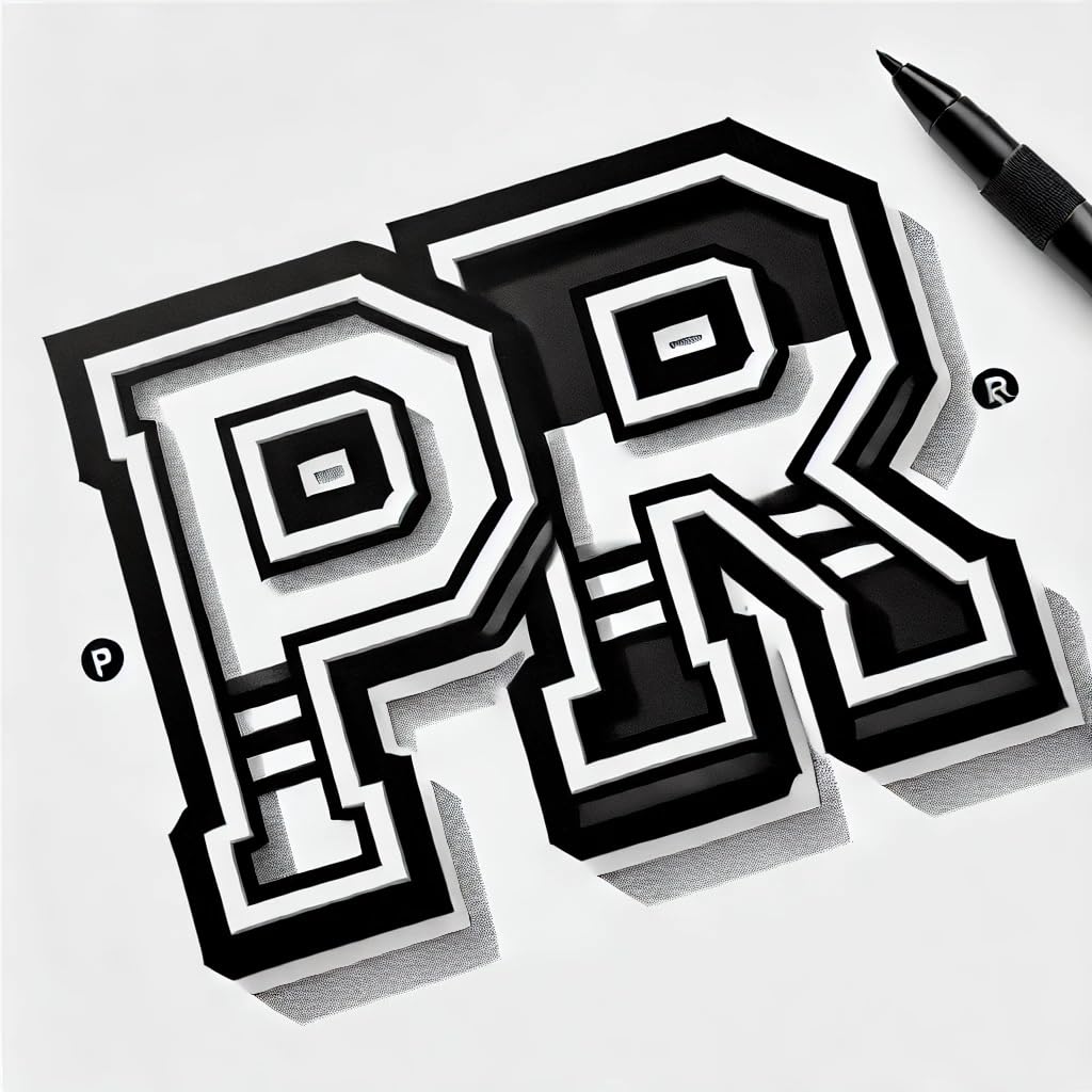 Vinyl sticker: Bold Black and White PR Logo Sticker Decal for Laptop, Wall, Car, Window, Bumper, Truck, Waterproof Auto, Water Bottle