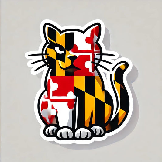 Vinyl sticker: Maryland Flag Tricolor Cat Decal Sticker for Laptop Car Window Bumper Truck Auto Water Bottle Waterproof Vinyl (8)