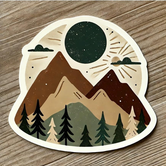 Vinyl sticker: Wanderlust Adventure Sticker – Minimal Mountain and Forest Scene for Car, Laptop, Water Bottle, Window, Truck, and Bumper (6)