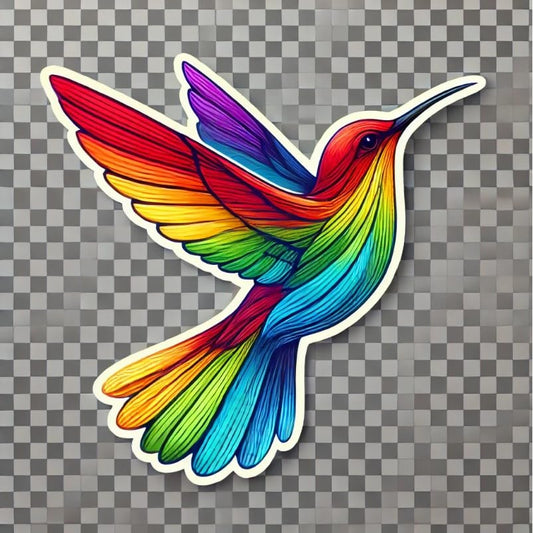 Vinyl sticker: Rainbow Hummingbird Sticker for Laptop, Wall, Car, Window, Bumper - Waterproof Decal for Auto, Truck, Water Bottle - Vibrant Vinyl Art for Indoor and Outdoor Surfaces