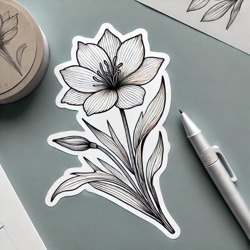 Vinyl sticker: Bitterroot Minimalist Flower Sticker for Laptop, Wall, Car, Window, Bumper, Decal, Truck, Waterproof, Auto, Water Bottle