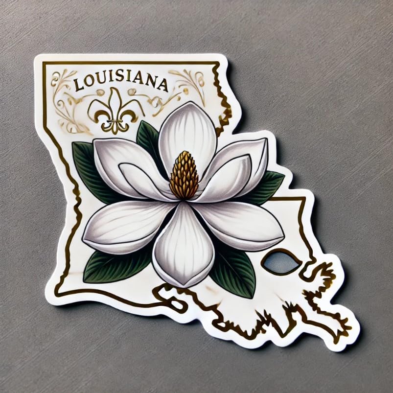 Vinyl sticker: Magnolia Louisiana State Symbol Sticker for Laptop Car Window Bumper Truck Waterproof Vinyl Decal Auto Water Bottle. Variation 10