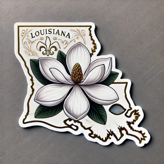 Vinyl sticker: Magnolia Louisiana State Symbol Sticker for Laptop Car Window Bumper Truck Waterproof Vinyl Decal Auto Water Bottle. Variation 10