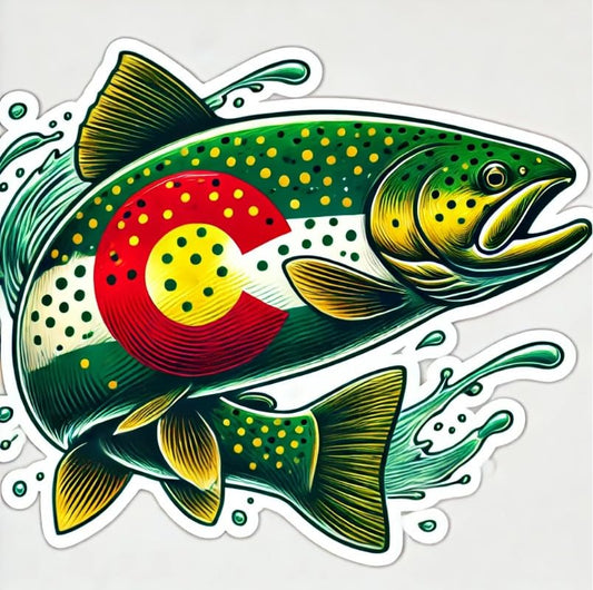 Vinyl sticker: Green Trout Colorado Nature Laptop Wall Car Window Bumper Sticker Decal Truck Waterproof Auto Water Bottle