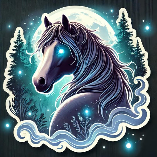 Vinyl sticker: Mystical American Morgan Horse Glowing Blue Eyes Sticker – Waterproof Vinyl Decal for Laptop, Wall, Car, Window, Bumper, Truck, Auto, Water Bottle (4)