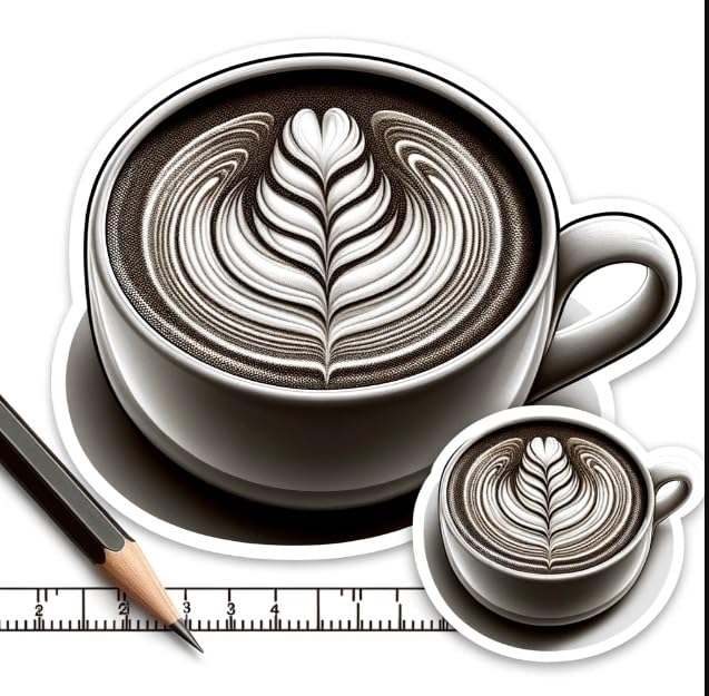 Vinyl sticker: Photorealistic Latte Cup Sticker Realistic Coffee Design for Personal Items