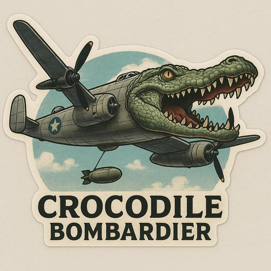 Vinyl sticker: Waterproof Crocodile Bombardier Sticker for Laptop Wall Car Window Bumper Decal Truck Auto Water Bottle – Vintage WWII Alligator Plane Nose Art 4in