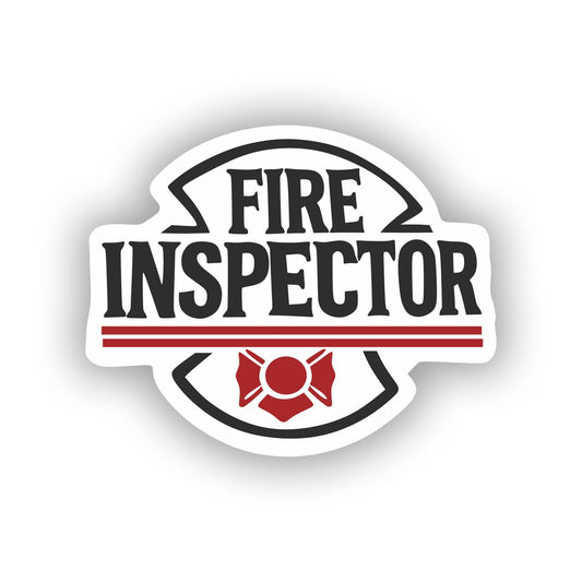 Vinyl sticker: Durable FIRE Inspector Curved Sticker - Uniform, Vehicle, Signage Patch, Bold Black Letters on White with Red Line (4)