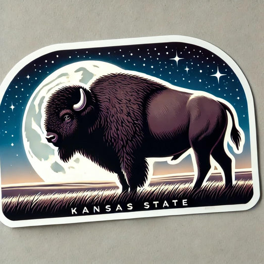 Vinyl sticker: American Bison Under Starlit Sky Waterproof Sticker for Laptop, Wall, Car, Window, Bumper, Decal for Truck, Auto, Water Bottle – Kansas Night Prairie Vinyl (6)