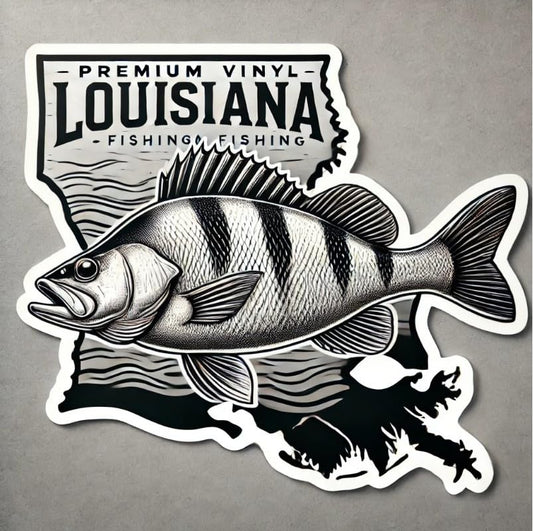 Vinyl sticker: White Perch Louisiana Fishing Decal Sticker for Laptop Car Window Bumper Truck Waterproof Auto Water Bottle. Variation 8