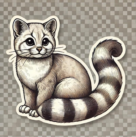 Vinyl sticker: Ring-Tailed Cat Vintage Art Laptop Wall Car Window Bumper Sticker Decal Truck Waterproof Auto Water Bottle (4)