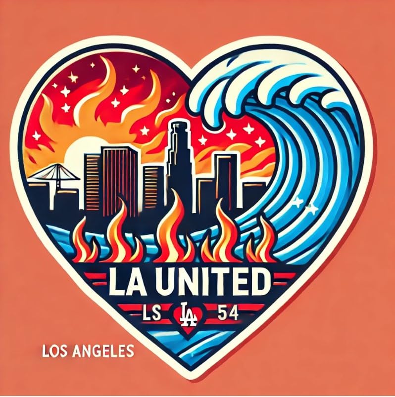 Vinyl sticker: LA United - Heart-Shaped Los Angeles Support Sticker