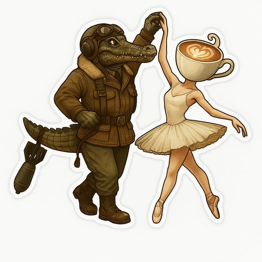 Vinyl sticker: Waterproof Bombardino Crocodilo Sticker for Laptop Wall Car Window Bumper Decal Truck Auto Water Bottle – Crocodile Aviator and Cappuccino Ballerina Dance Vinyl Art 4in