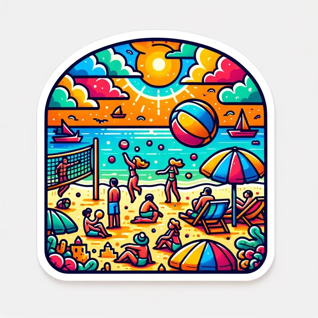 Vinyl sticker: Fun Beach Volleyball Sticker for Laptop, Wall, Car, Window, Bumper, Truck, Waterproof Decal, Auto, Water Bottle