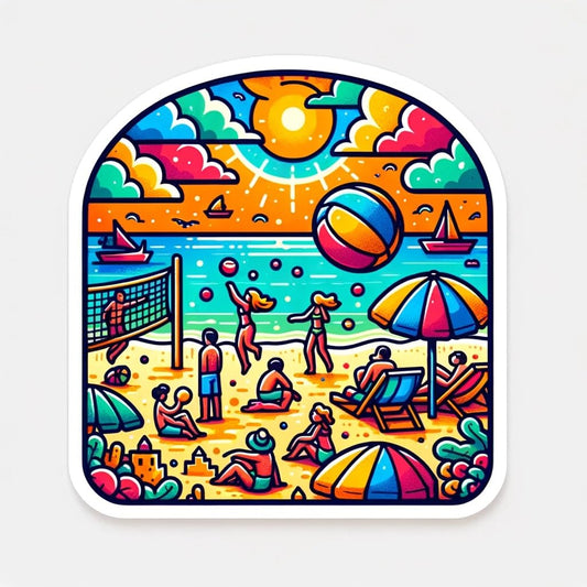Vinyl sticker: Fun Beach Volleyball Sticker for Laptop, Wall, Car, Window, Bumper, Truck, Waterproof Decal, Auto, Water Bottle