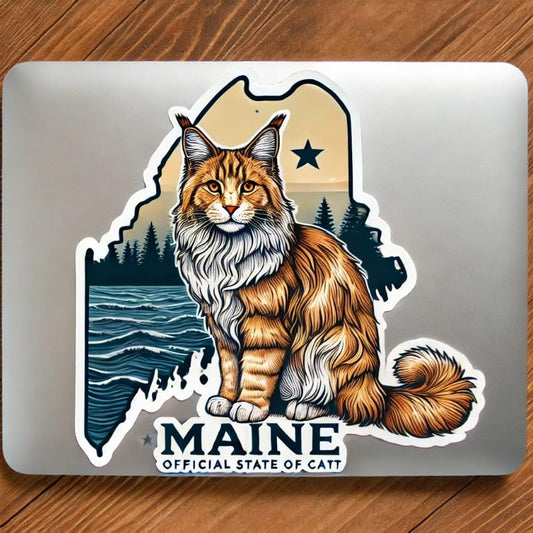 Vinyl sticker: Maine Coon Cat Sticker Vinyl Decal for Laptop, Wall, Car, Window, Bumper, Waterproof Truck, Auto, Water Bottle. Variation 24 (6)