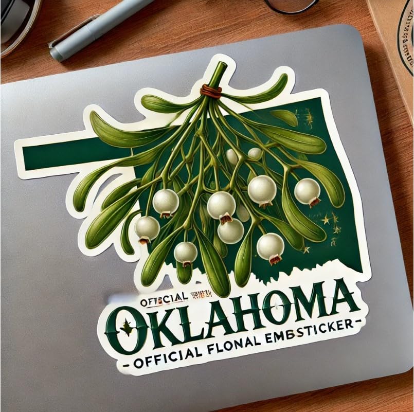 Vinyl sticker: Mistletoe Oklahoma Symbol Sticker – Waterproof Vinyl Decal for Laptop, Wall, Car, Window, Bumper, Truck, Water Bottle, Auto Lovers