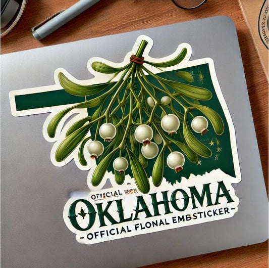 Vinyl sticker: Mistletoe Oklahoma Symbol Sticker – Waterproof Vinyl Decal for Laptop, Wall, Car, Window, Bumper, Truck, Water Bottle, Auto Lovers
