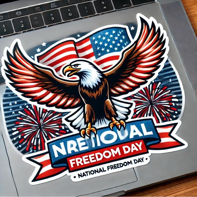 Vinyl sticker: Bald Eagle and American Flag Laptop Wall Car Window Bumper Sticker Decal Truck Waterproof Auto Water Bottle