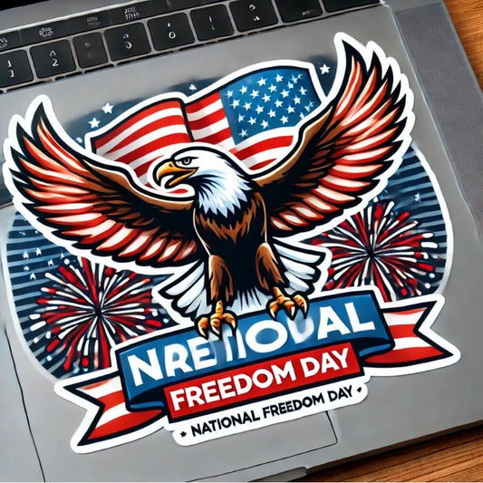 Vinyl sticker: Bald Eagle and American Flag Laptop Wall Car Window Bumper Sticker Decal Truck Waterproof Auto Water Bottle