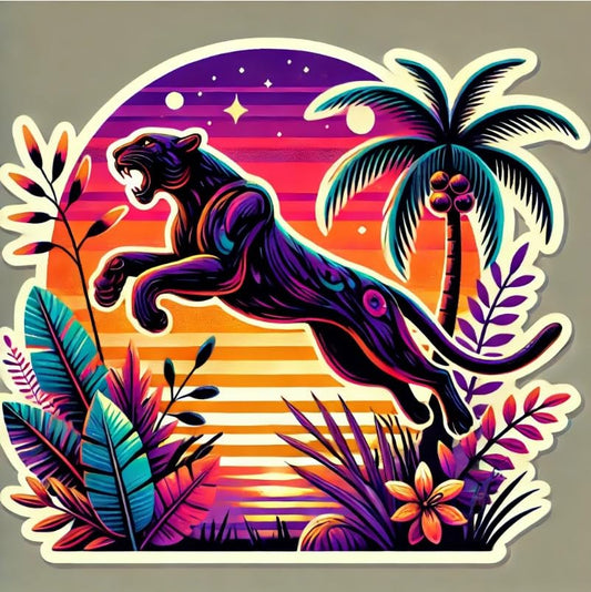 Vinyl sticker: Florida Panther Sticker - Leaping Wildlife Design Decal for Laptop, Car, Window, Bumper, and Water Bottle