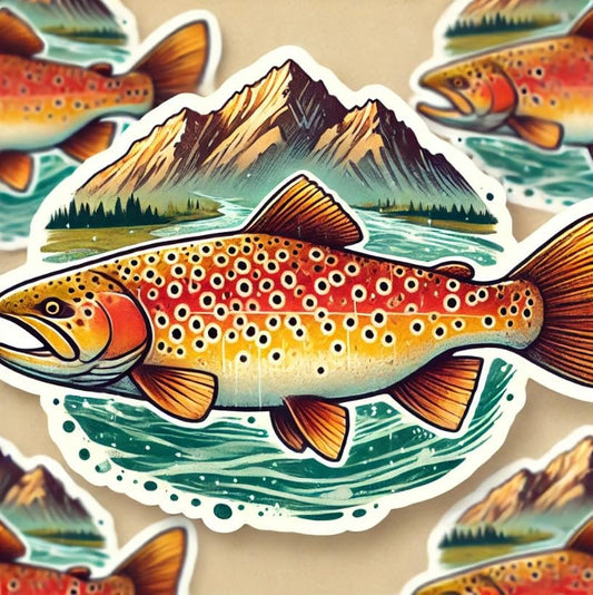 Vinyl sticker: Watercolor Rio Grande Cutthroat Trout Sticker – Waterproof Decal for Car, Laptop, Wall, Bumper, Truck, Water Bottle, Auto, and Window Surfaces