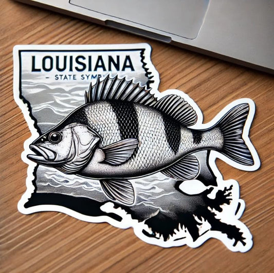 Vinyl sticker: White Perch Louisiana Fish Decal Sticker for Laptop Car Window Bumper Truck Waterproof Auto Water Bottle
