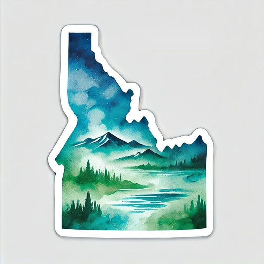 Vinyl sticker: Idaho Cartoon Sticker - Whimsical Potato, Mountain, River Decal for Laptop, Wall, Car, Window, Bumper, Waterproof Truck, Auto, Water Bottle (4)