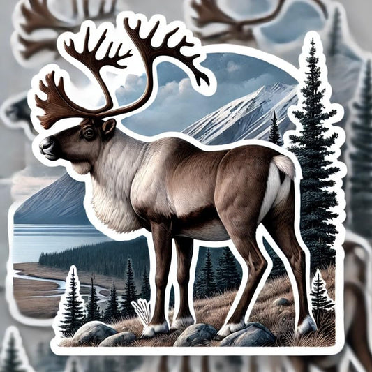 Vinyl sticker: Realistic Alaskan Caribou Decal Sticker for Laptop, Car Window, Truck Bumper, Water Bottle, Wall - Waterproof Vinyl Design for Outdoor and Indoor Use