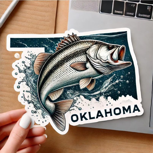 Vinyl sticker: White Bass Oklahoma Angler Sticker – Waterproof Vinyl Decal for Laptop, Wall, Car, Window, Bumper, Truck, Water Bottle, Auto Lovers (4)