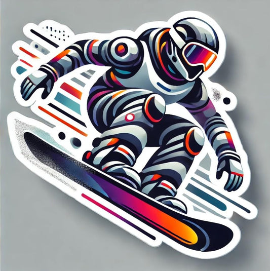 Vinyl sticker: Futuristic Snowboarder Abstract Sticker for Laptop, Wall, Car, Window, Bumper, Decal, Truck, Auto, Water Bottle – Slope Racing Design