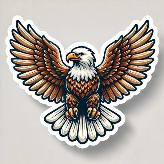 Vinyl sticker: Classic Bald Eagle Sticker - Vibrant Vinyl Decal for Laptop, Wall, Car, Window, Bumper, Truck, Water Bottle - Eagle with Spread Wings Design