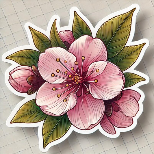 Vinyl sticker: Delaware Peach Blossom Laptop Wall Car Window Bumper Sticker Decal Truck Waterproof Auto Water Bottle – Soft Pastel Watercolor