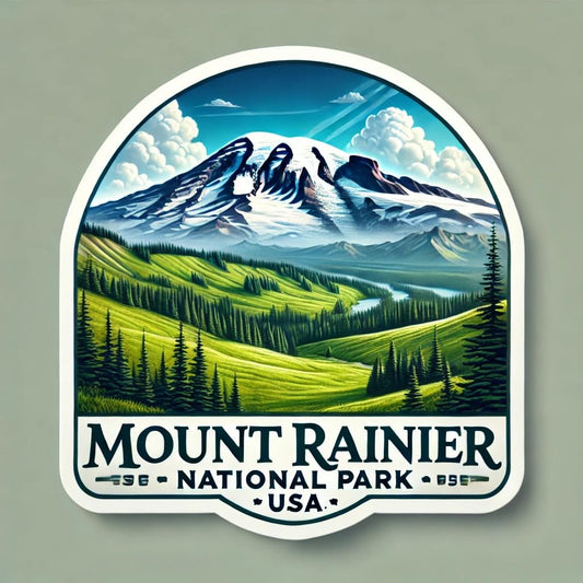 Vinyl sticker: Mount Rainier National Park Scenic Sticker for Laptop, Wall, Car, Window, Bumper, Waterproof Decal for Truck, Auto, Water Bottle