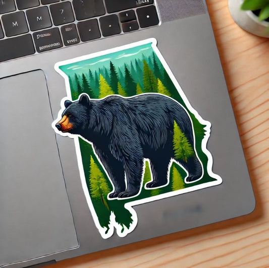 Vinyl sticker: Alabama Black Bear Symbol Wildlife Laptop Wall Car Window Bumper Sticker Decal Waterproof Auto Water Bottle Forest Nature Design