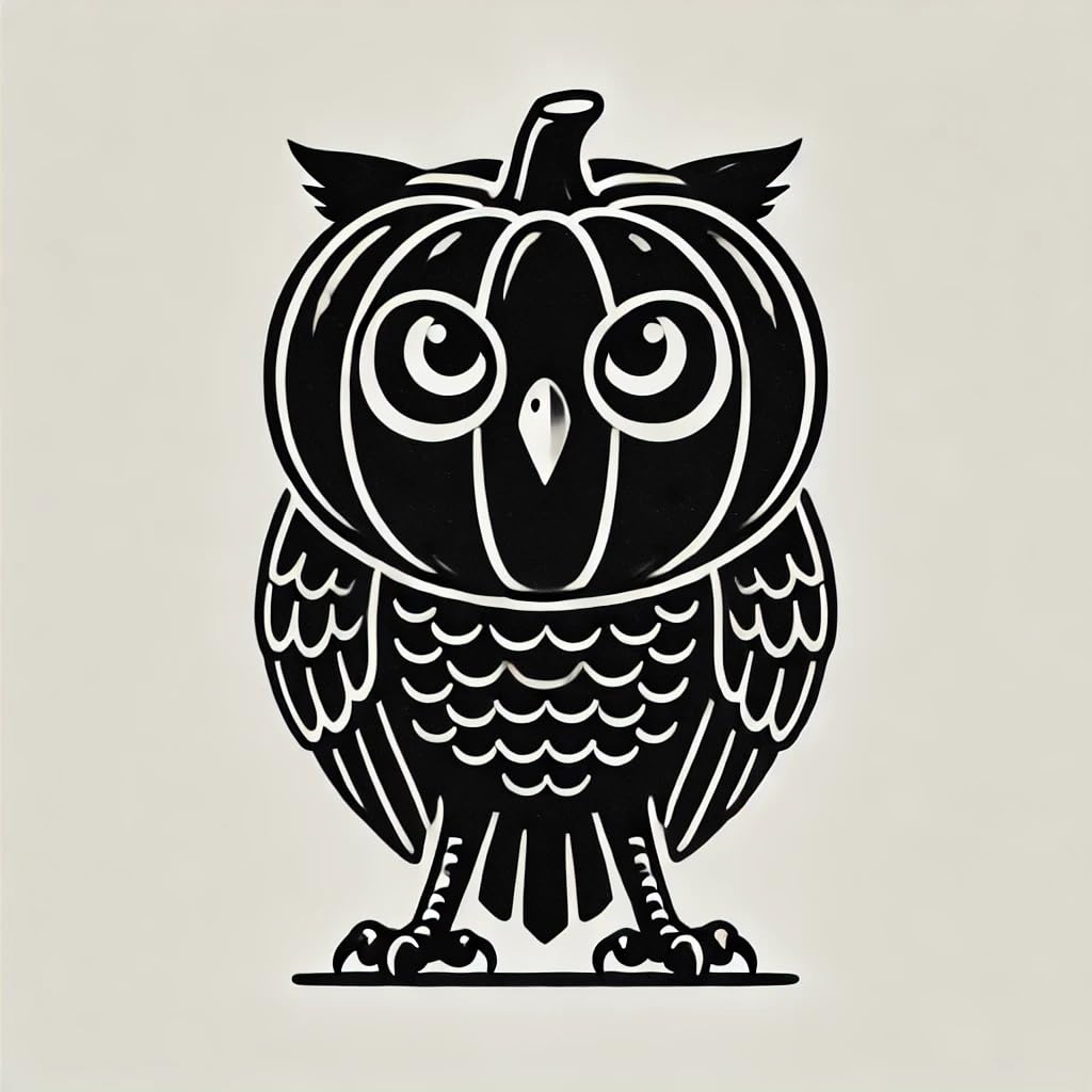 Vinyl sticker: Mystical Minimalist Black Owl Pumpkin Costume Sticker for Laptop, Wall, Car, Window, Bumper, and Water Bottle – Waterproof, Auto Decal for Truck and More (6)
