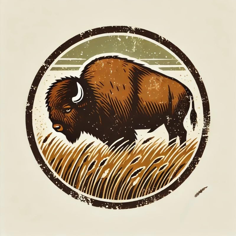 Vinyl sticker: Golden Field Bison Wall Sticker for Car, Laptop, Window, Bumper, Waterproof Vinyl Decal for Trucks, Auto, Water Bottles (4)