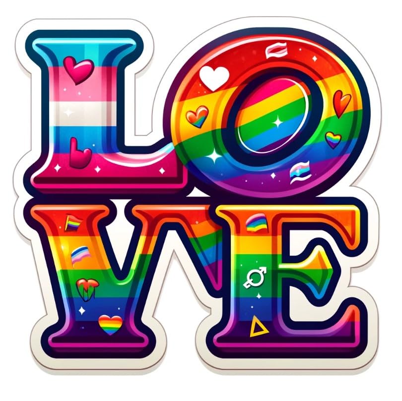 Vinyl sticker: Love LGBTQ+ Pride Sticker Decal for Laptop, Wall, Car, Window, Bumper, Waterproof, Truck, Water Bottle (6)