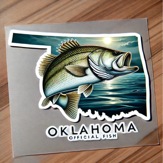 Vinyl sticker: White Bass Oklahoma Outdoor Adventure Sticker – Waterproof Vinyl Decal for Laptop, Wall, Car, Window, Bumper, Truck, Water Bottle, Auto Gear