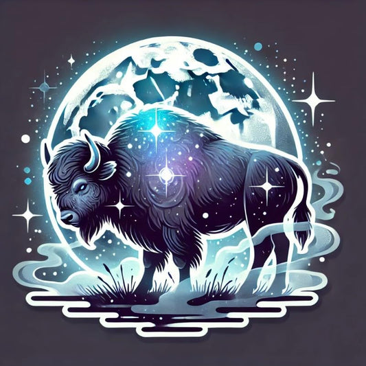 Vinyl sticker: Moonlit Bison Wall Sticker for Car, Laptop, Window, Bumper, Waterproof Vinyl Decal for Trucks, Auto, Water Bottles