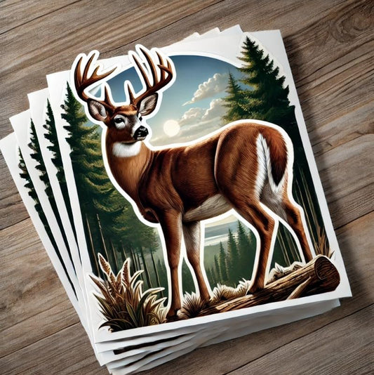 Vinyl sticker: White-Tailed Deer Nebraska Mammal Vinyl Sticker for Laptop, Wall, Car, Window, Bumper, Truck, Waterproof Auto, Water Bottle (6)