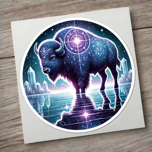 Vinyl sticker: Crystalline Lake Bison Wall Sticker for Car, Laptop, Window, Bumper, Waterproof Vinyl Decal for Trucks, Auto, Water Bottles