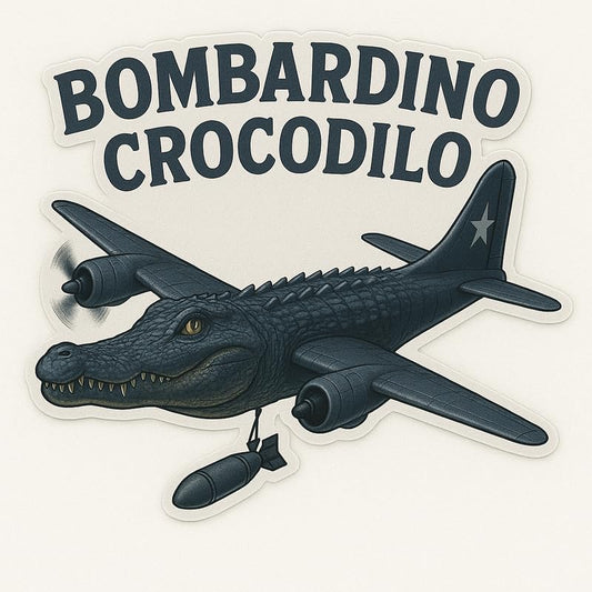Vinyl sticker: Waterproof Bombardino Crocodilo Sticker for Laptop Wall Car Window Bumper Decal Truck Auto Water Bottle – Nuclear Steampunk Reptile Bomber Hybrid Art 4in