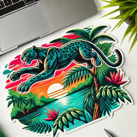 Vinyl sticker: Florida Panther Sticker - Dynamic Wildlife Decal for Laptop, Car, Window, Bumper, and Water Bottle