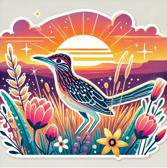 Vinyl sticker: Laptop Wall Car Window Bumper Sticker Decal Truck Waterproof Auto Water Bottle – Sunrise Chaparral Bird on Canyon Plateau with Fog and Zia Sun Over Cliffs (4)