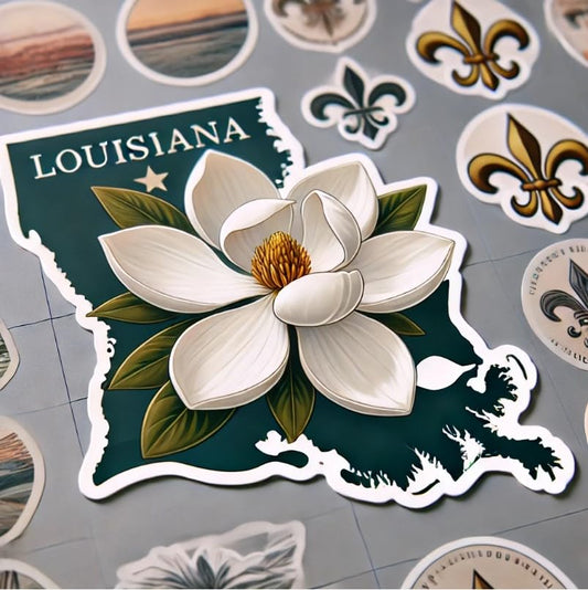 Vinyl sticker: Magnolia Louisiana State Flower Sticker for Laptop Car Window Bumper Truck Waterproof Vinyl Decal Auto Water Bottle. Variation 9 (6)
