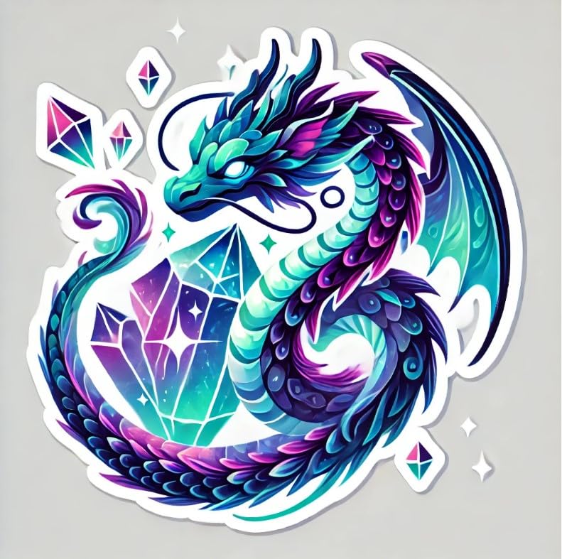 Vinyl sticker: Crystal Dragon Car, Laptop, Wall, Window, Bumper Sticker – Waterproof Vinyl Decal for Trucks, Autos, Water Bottles (4)